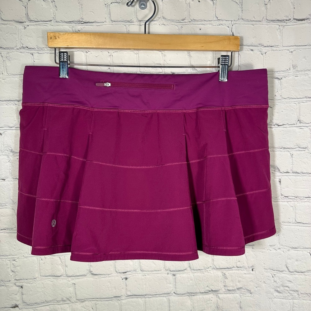 Lululemon Pace Rival Skirt Purple Pleated Tennis Running Skort Womens 14 LW8AB7R